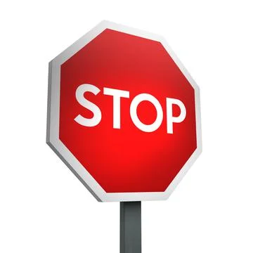 3D Render Road Sign of Stop Isolated on a White Background Stock Illustration