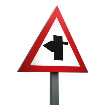 3D Render Road Sign of T-junction with priority over vehicles from  the right Ilustração Stock