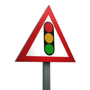 3D Render Road Sign of Traffic signals Isolated on a White Background Stock Illustration