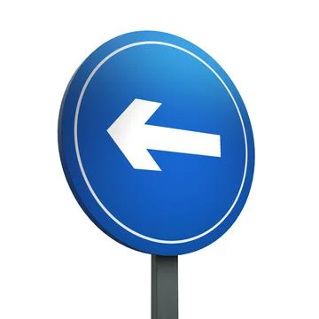 3D Render Road Sign of Turn left Isolated on a White Background Stock Illustration