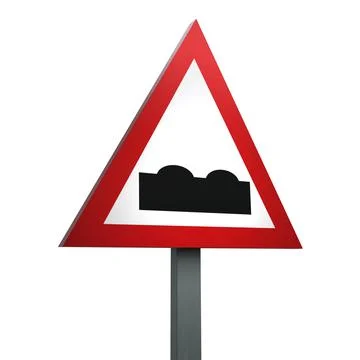 3D Render Road Sign of Uneven road Isolated on a White Background Stock Illustration