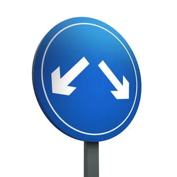 3D Render Road Sign of Vehicles may pass either side to reach same destinatio Ilustración de archivo