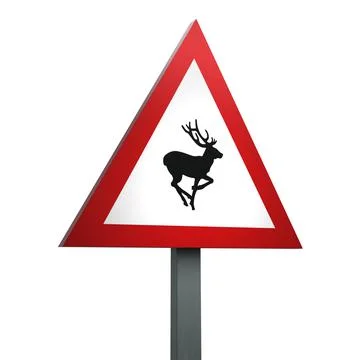 3D Render Road Sign of Wild animals Isolated on a White Background Stock Illustration