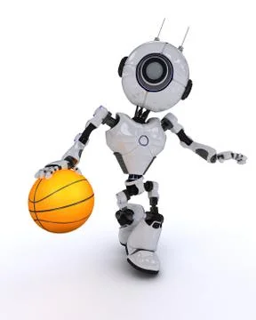 3D Render of a Robot Basketball player Stock Illustration