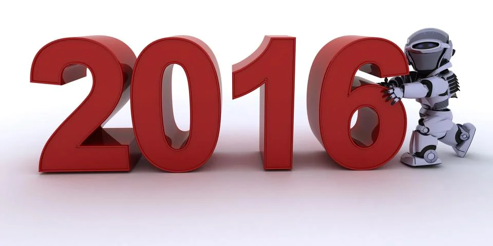 3D render of a Robot bringing in the new year 스톡 일러스트