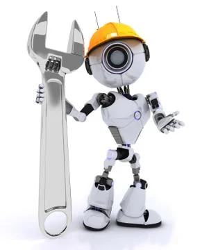 3D Render of a Robot Builder with a wrench Illustrazione stock