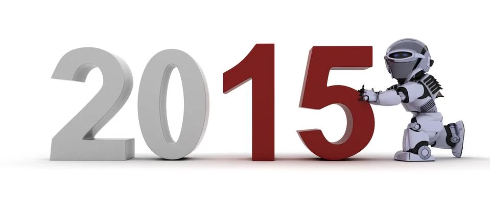 3D Render of a Robot celebrating new years Stock Illustration