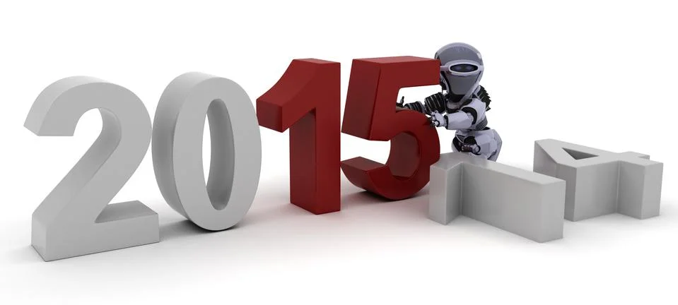 3D Render of a Robot celebrating new years Stock Illustration