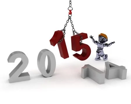 3D Render of a Robot celebrating new years 스톡 일러스트