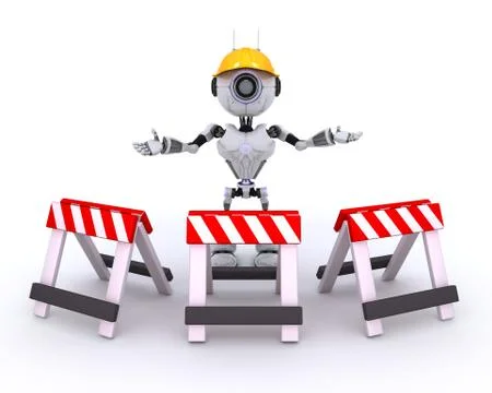 3D Render of Robot at construction site Illustrazione stock