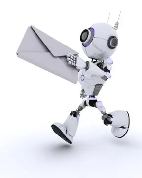 3D Render of a Robot delivering a letter Illustrazione stock