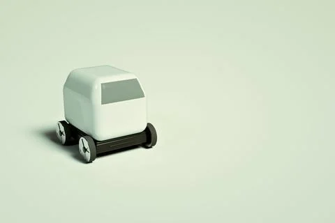 3D render robot delivery man on white background Illustrazione stock