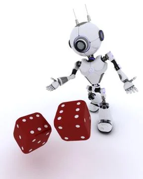 3D Render of a Robot with dice 스톡 일러스트