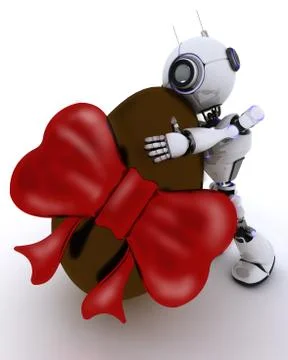 3D Render of a Robot with easter egg Stock Illustration