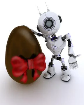 3D Render of a Robot with easter egg Stock Illustration