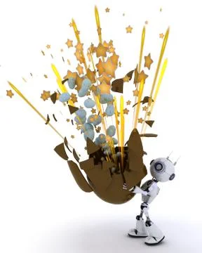 3D Render of a Robot with easter egg 库存插图