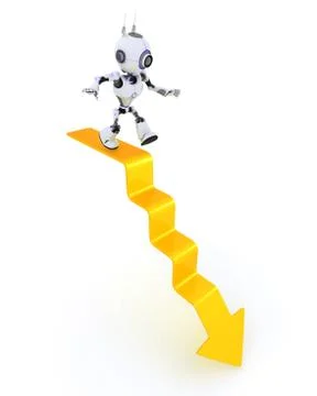 3D Render of a Robot on a graph Illustrazione stock