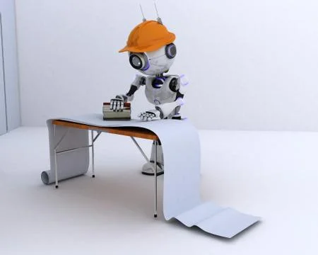 3D Render of a Robot hanging wallpaper Stock Illustration