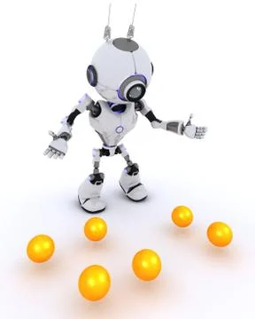 3D Render of a Robot juggler 스톡 일러스트