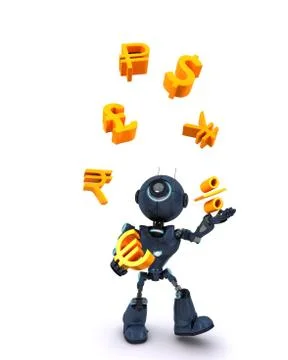 3D Render of a Robot juggling balls 스톡 일러스트