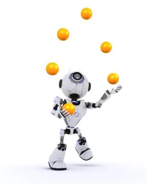 3D Render of a Robot juggling balls Illustrazione stock
