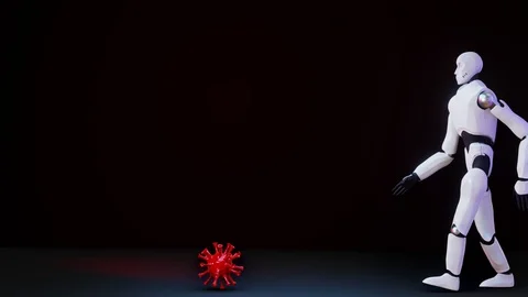 3d render the robot kicks the virus out Stock Footage 128562054