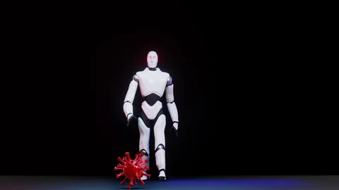 3d render the robot kicks the virus out Stock Footage 128562075