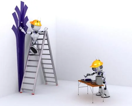 3D Render of a Robot painter and decorator 스톡 일러스트
