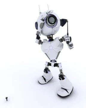 3D Render of a Robot playing golf Stock Illustration