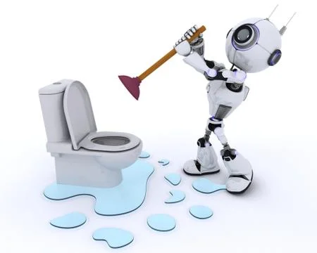 3D Render of a Robot plumber fixing a leak Stockillustratie