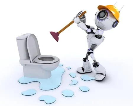 3D Render of a Robot plumber fixing a leak 스톡 일러스트