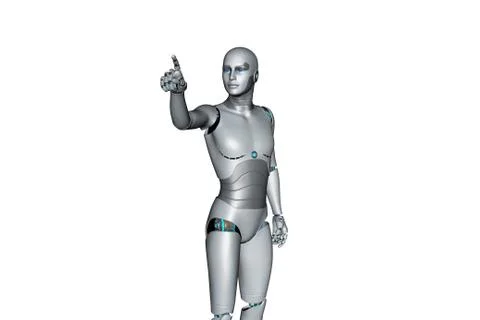 3d render of robot pointing finger isolated on white background Stock Illustration