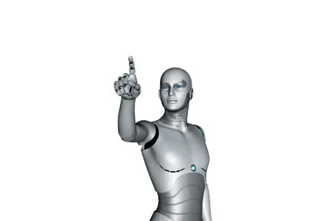 3d render of robot pointing finger isolated on white background Stock Illustration