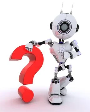 3D Render of a Robot with question mark symbol Stock Illustration