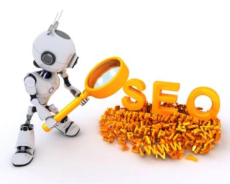 3D Render of a Robot search engine optimisation Stock Illustration