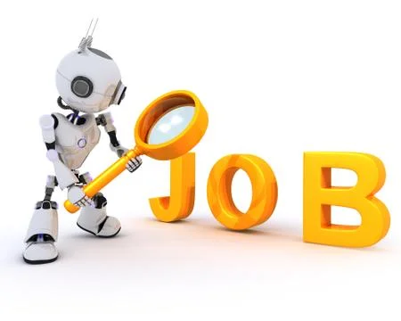 3D Render of a Robot searching for a job Stock Illustration