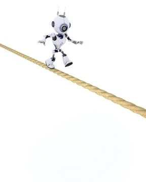 3D Render of a Robot on a tight rope Stock Illustration