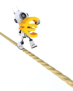 3D Render of a Robot on a tight rope Stock Illustration
