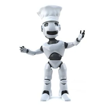 3d render of a robot wearing a chefs hat 스톡 일러스트