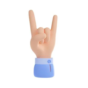 3d render rock hand gesture, music show element Stock Illustration