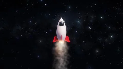 3D Render Rocket Jet Flying On Star Field Galaxy Space 3D Illustration Backgr Stock Illustration