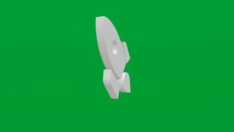 3D render of rocket launch icon on chroma key green screen background Stock Footage 335459456
