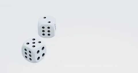 3d render of rolling dices for casino or gambling concept, with alpha mask .. Stock Footage 231554332