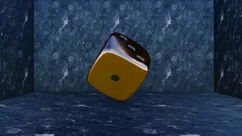 3d render of rolling gold colored dice for casino or gambling concept Stock Footage 265528045