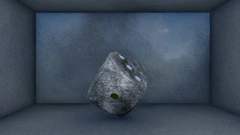 3d render of rolling stone colored dice for casino or gambling concept Stock Footage 265528369