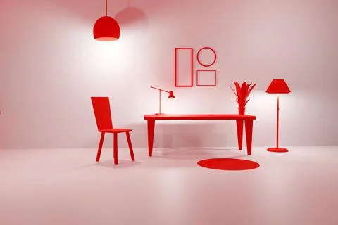 3D render of room modern interior empty frames Stock Illustration