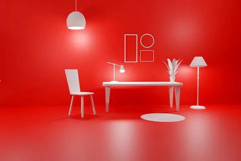 3D render of room modern interior empty frames Stock Illustration