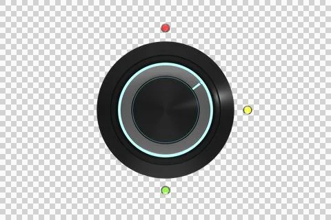 3D render rotary knob is featuring brushed-metal finish with RGB lights on Stock Photos