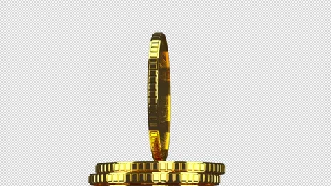 3D render of a rotating Golden bitcoin real coin, minted on a green background Stock Footage 221153758