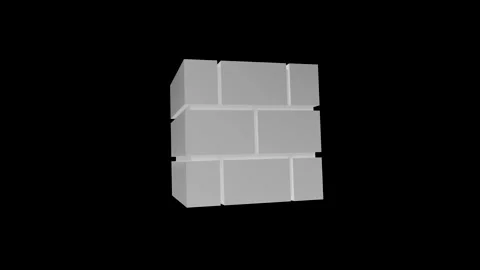 3D Render of a Rotating Gray Brick Wall on a Black Background Stock Footage 341921587